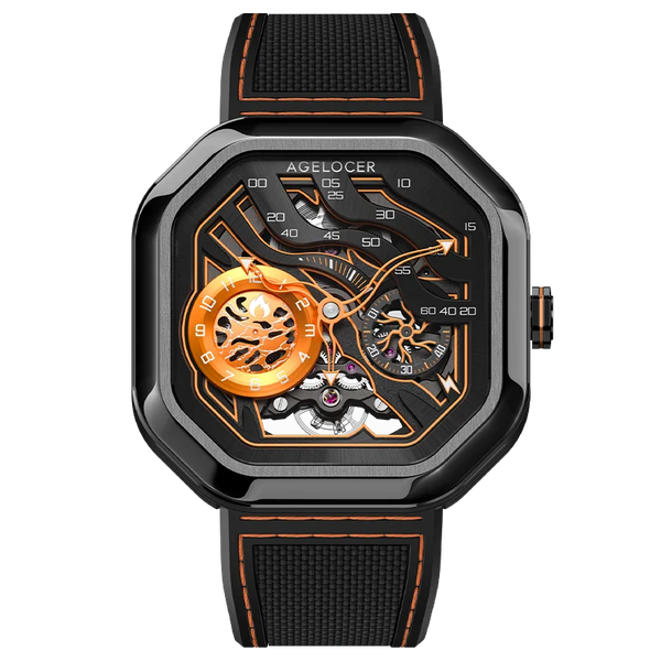 AGELOCER Original Volcano Watch Men's Luxury Luminous Skeleton Automatic Mechanical Watch Birthday Gift for Men
