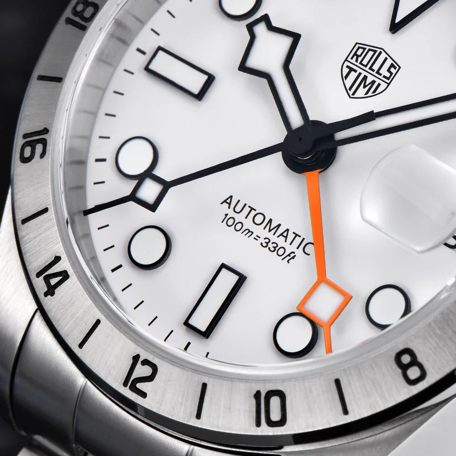 RollsTime New GMT Automatic Mechanical Watch Men Japan NH34A Stainless Steel Wristwatch AR Sapphire Crystal Waterproof