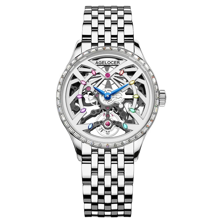 AGELOCER Original Schwarzwald Watch Women's Luxury Watch Skeleton Automatic Mechanical.