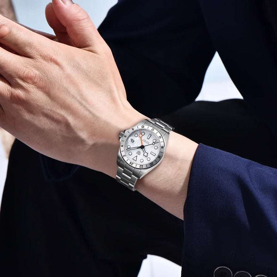 RollsTime New GMT Automatic Mechanical Watch Men Japan NH34A Stainless Steel Wristwatch AR Sapphire Crystal Waterproof