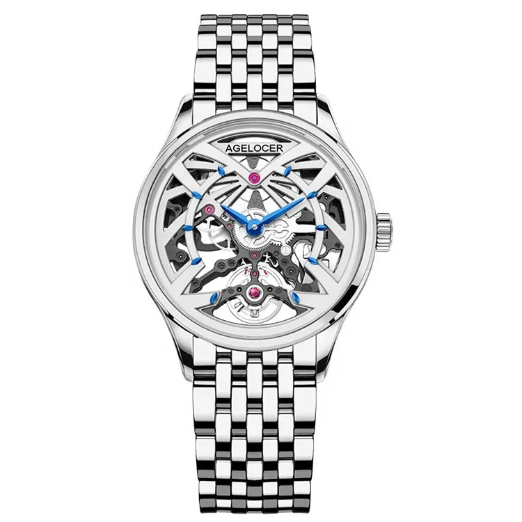 AGELOCER Original Schwarzwald Watch Women's Luxury Watch Skeleton Automatic Mechanical.