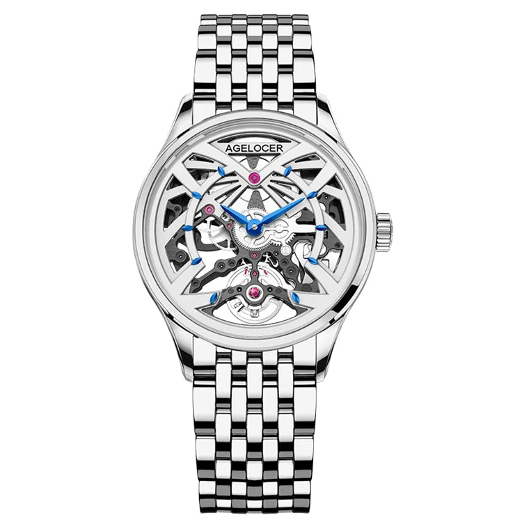 AGELOCER Original Schwarzwald Watch Women's Luxury Watch Skeleton Automatic Mechanical.