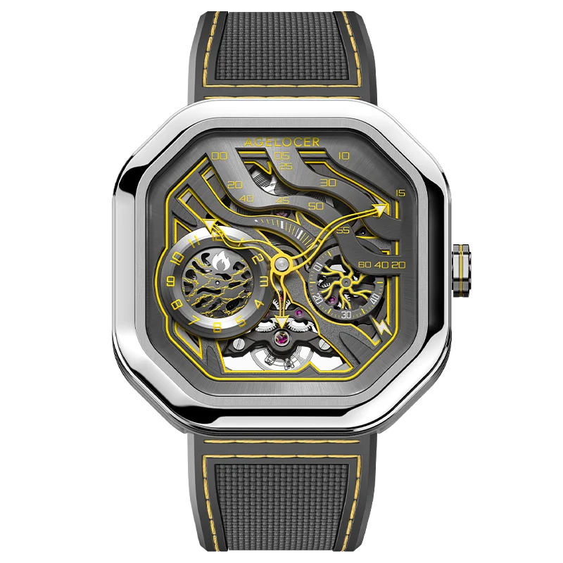 AGELOCER Original Volcano Watch Men's Luxury Luminous Skeleton Automatic Mechanical Watch Birthday Gift for Men