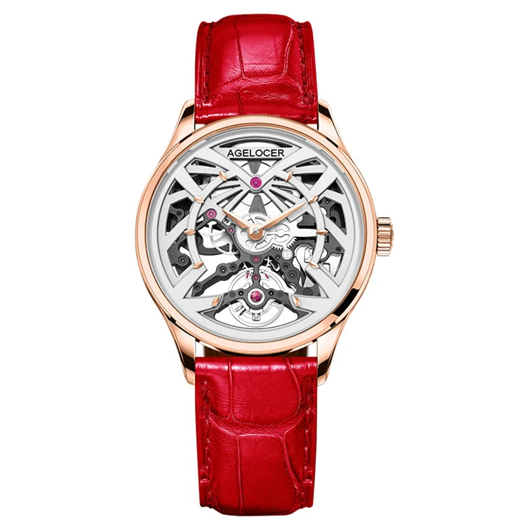 AGELOCER Original Schwarzwald Watch Women's Luxury Watch Skeleton Automatic Mechanical.