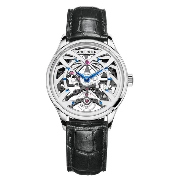 AGELOCER Original Schwarzwald Watch Women's Luxury Watch Skeleton Automatic Mechanical.