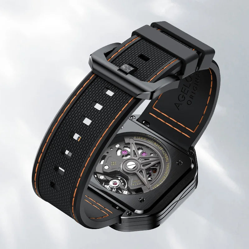 AGELOCER Original Volcano Watch Men's Luxury Luminous Skeleton Automatic Mechanical Watch Birthday Gift for Men